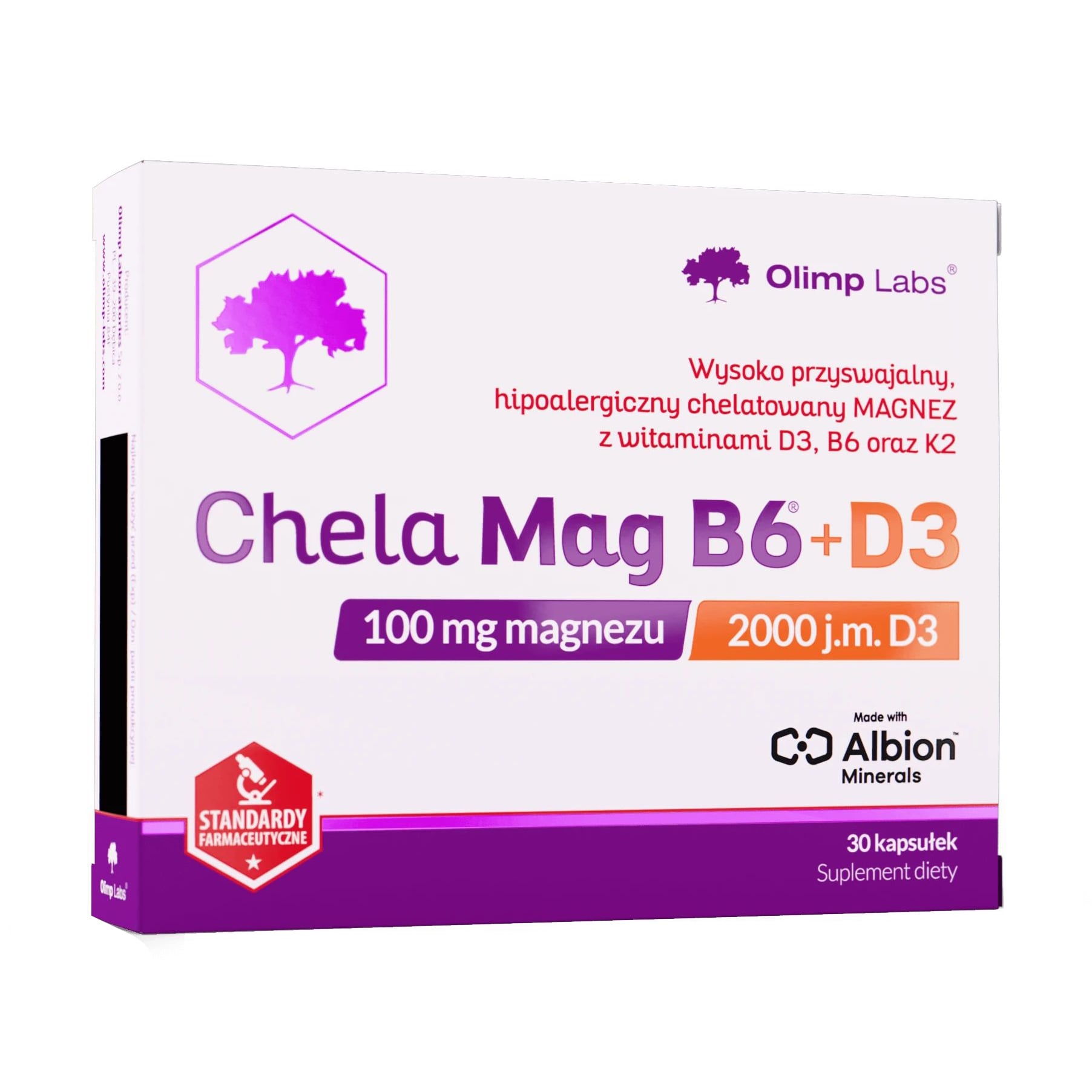 Магній, вітамін В6 та вітамін D3 Olimp Sport Nutrition Chela Mag B6 + D3, 30 капсул